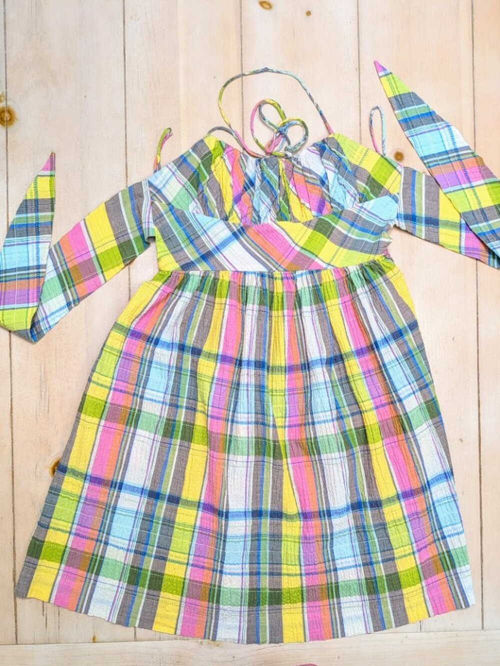 Tibi New York Size 4 Multicolor Plaid Seersucker Sundress Y2K